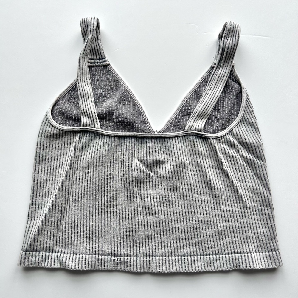 🍒(A261) NEW Free People Intimately Washed Seamless Crop. Washed Gray. Size: M/L - Picture 4 of 7